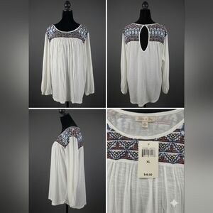 LUCKY BRAND EMBROIDERED TOP